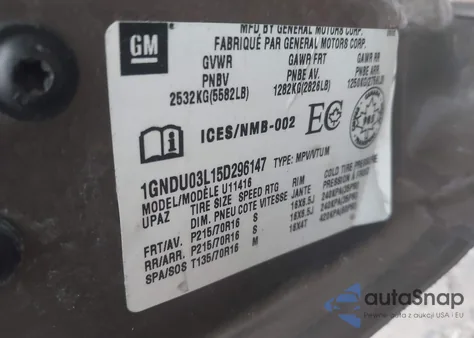 2005 Chevrolet Uplander Value из США, поврежденный, VIN 1GNDU03L15D296147